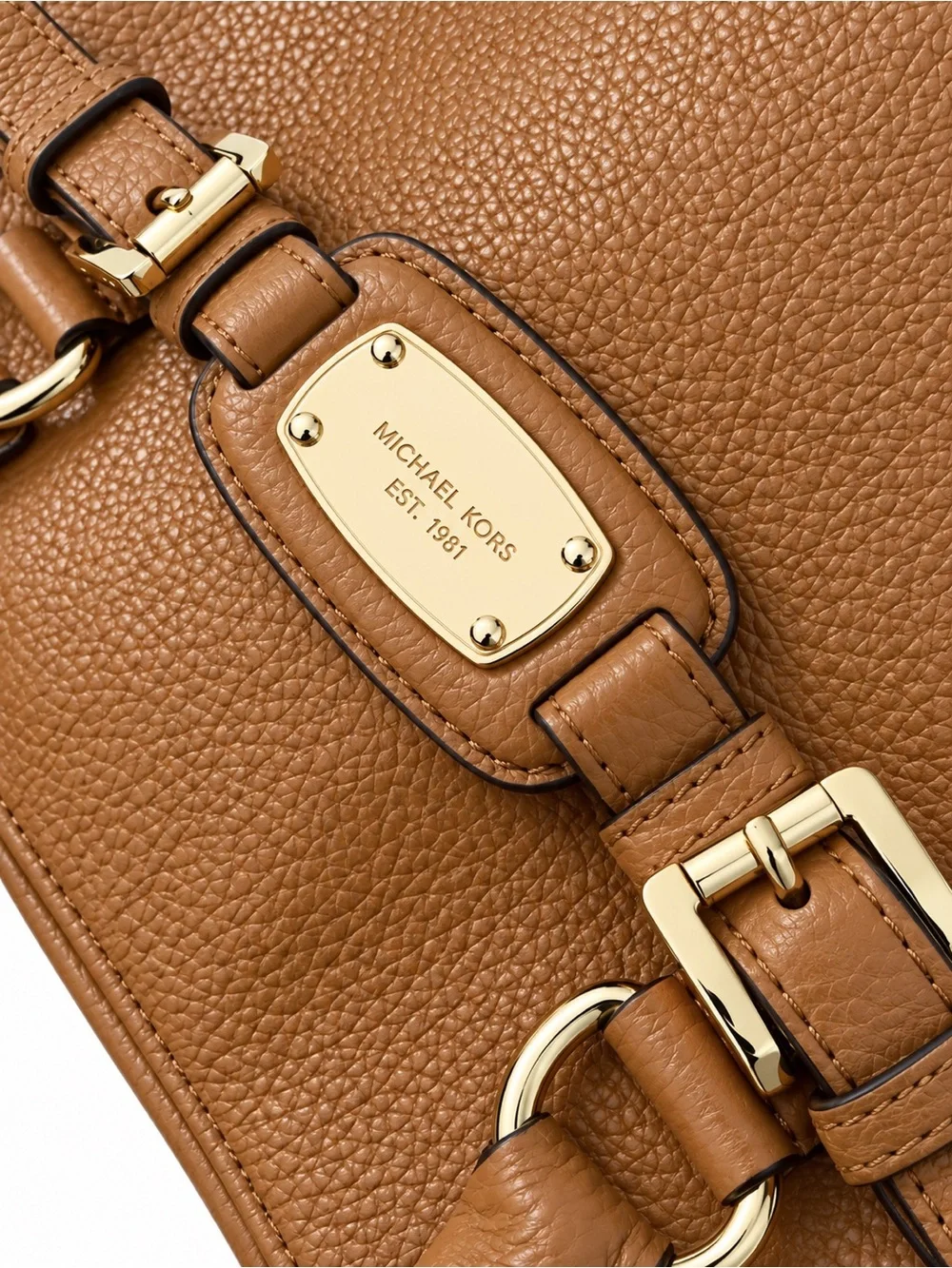 Michael Kors Hamilton Luggage Brown Pebbled Leather Large Satchel Shoulder Bag